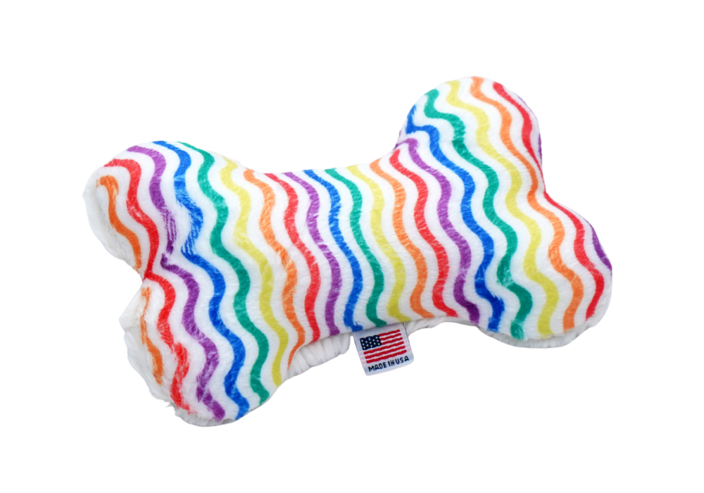 Rainbow Striped Bone Shape Dog Toys with Squeaker