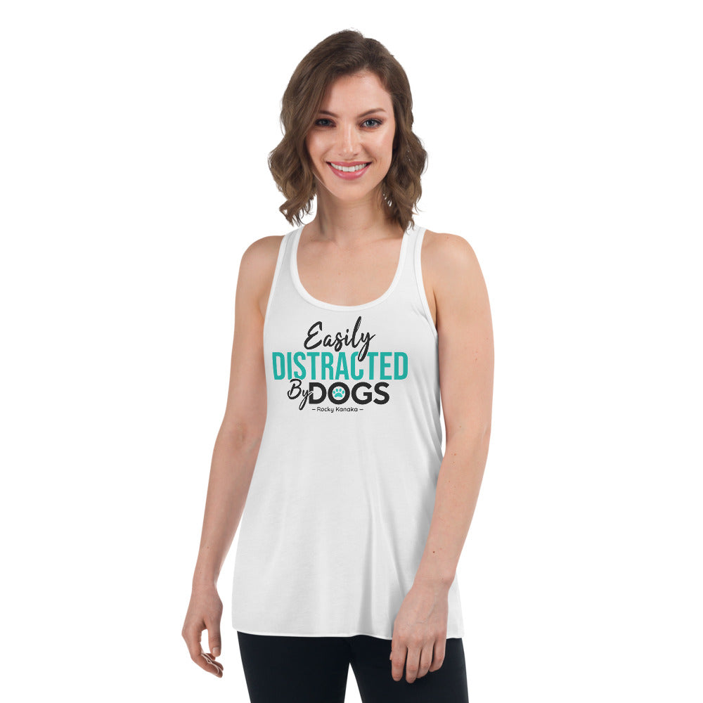 Easily Distracted:  Women's Flowy Racerback Tank Turquoise